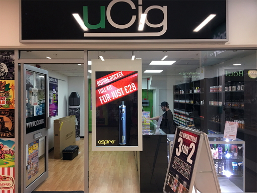 Double-sided hanging window display